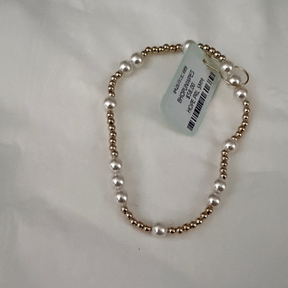 Enewton hope pearl 5mm Gold and White Pearl Beaded Bracelet NWT